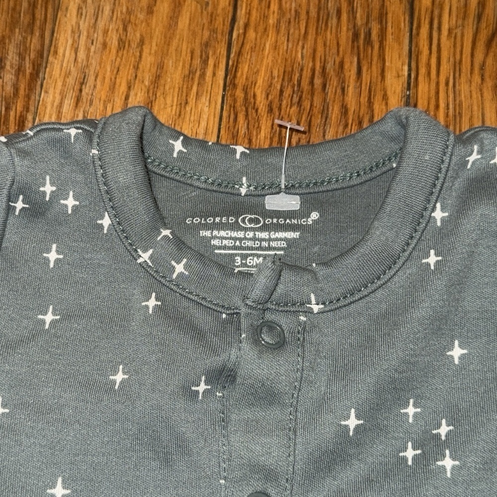Colored Organics Skylar Footed Sleeper Organic Cotton in North Star snap 3-6 m - Picture 5 of 5